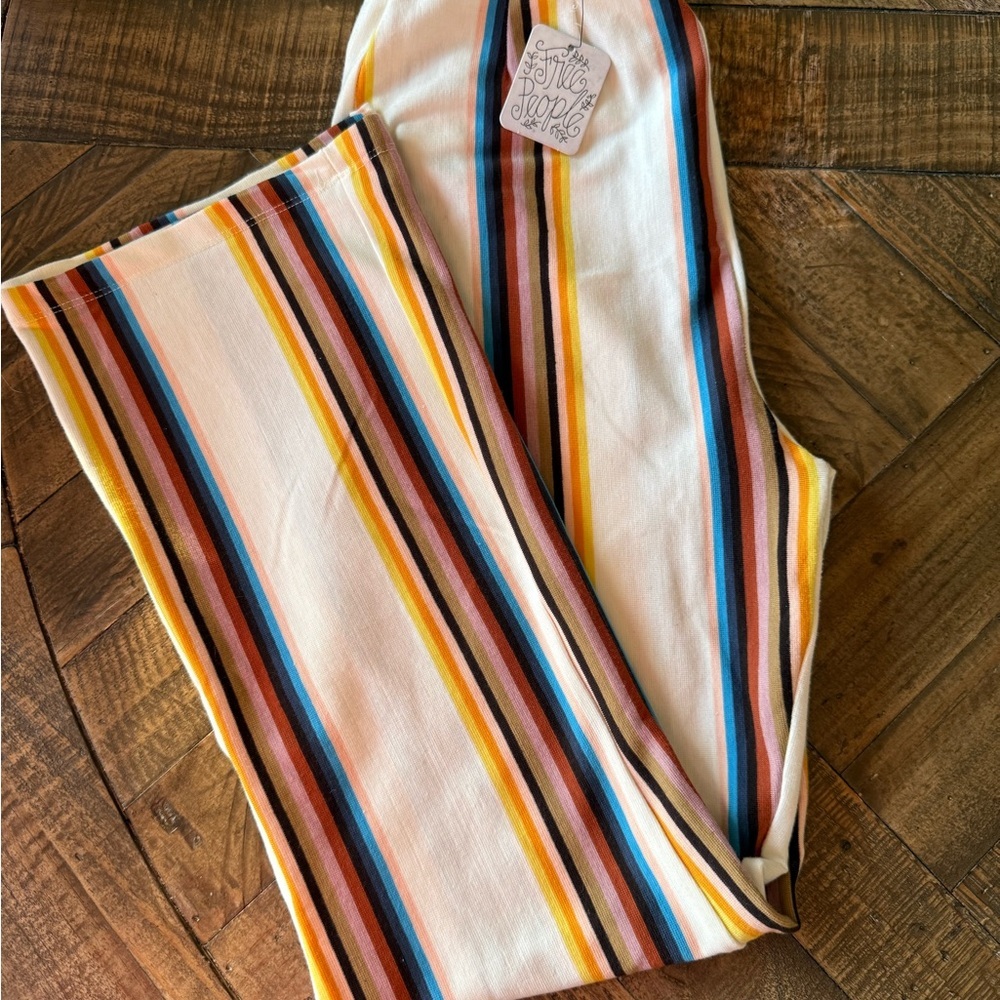 Free People NWT In My Feelings Stripe Slim Flare Crop Pants,sz 2